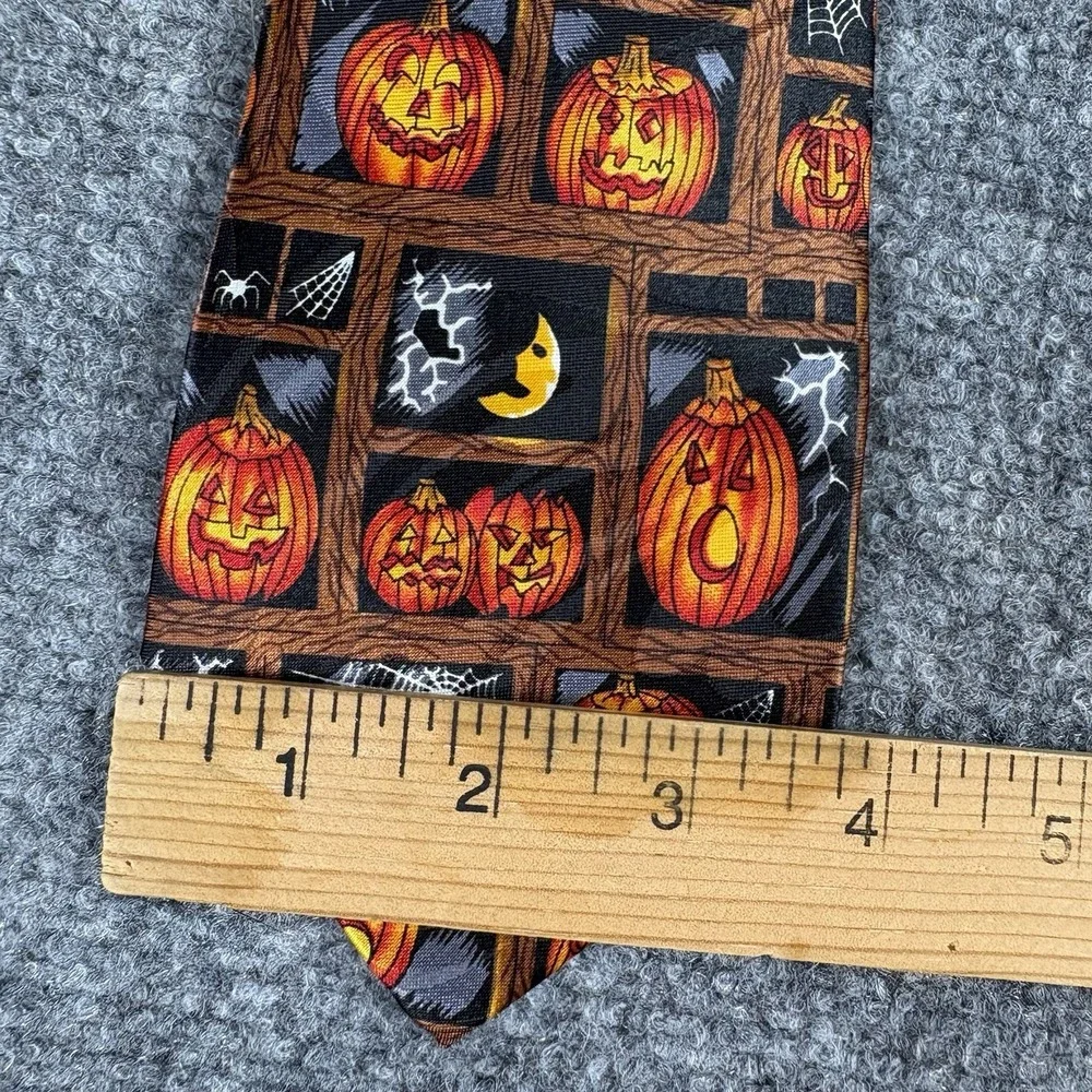 Steven Harris Halloween Tie‎ Men Handmade Black Pumpkin Spookycore Retro Novelty